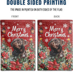 Christmas Chocolate Lab Garden Flag Merry Christmas Labrador Dog Yard Flag for Outside Xmas Flags 12x18 Double Sided Red Poinsettia Garden Flags Winter Porch Outdoor Decor