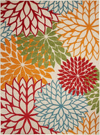 Nourison Aloha Indoor/Outdoor Green 6' x 9' Area Rug, Easy Cleaning, Non Shedding, Bed Room, Living Room, Dining Room, Deck, Backyard, Patio (6x9)