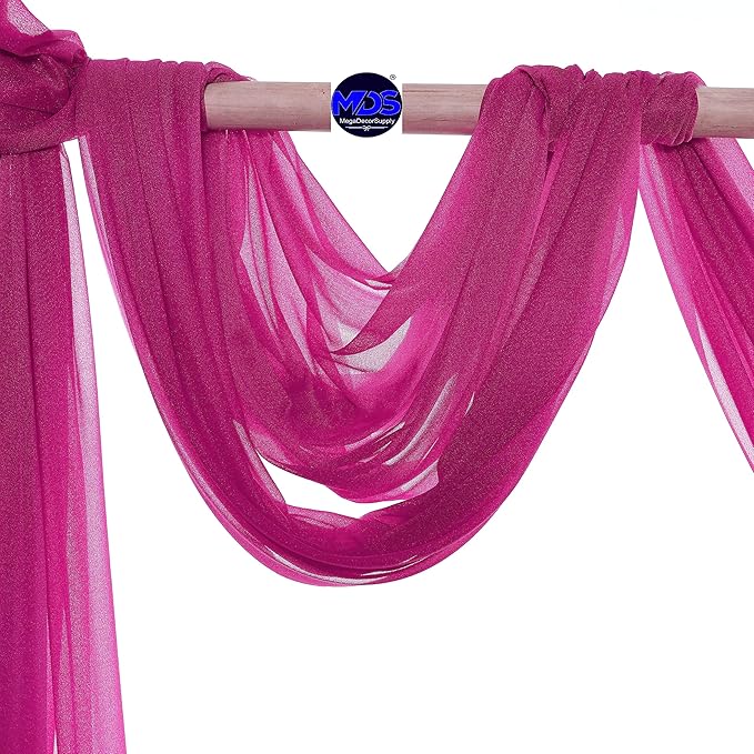 MDS Halloween Chiffon Draping Fabric - 2 Panel, 30" Wide x 75ft Long - Sheer Spooky Arbor & Canopy Drapery for Haunted House Backdrops, Party Ceilings, DIY Costumes & Themed Events - Magenta