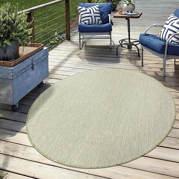Keen Home Design Terrace Outdoor Round Rug - 8ft Round Washable Indoor/Outdoor Rug for Patio, Kitchen, Balcony, Beach, Garden, Deck and Porch, Size: 7'7" Round
