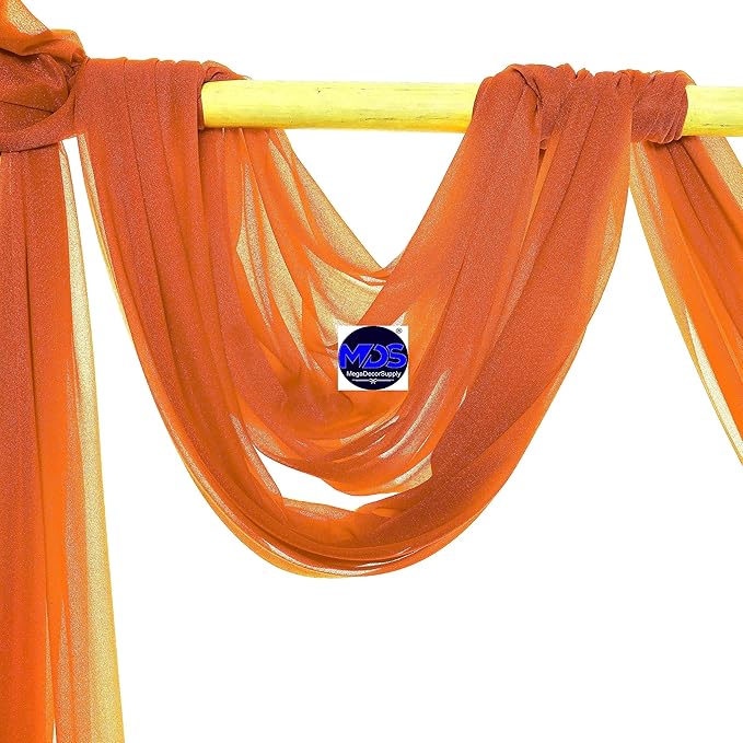 MDS Halloween Chiffon Draping Fabric - 1 Panel, 30" Wide x 75ft Long - Sheer Spooky Arbor & Canopy Drapery for Haunted House Backdrops, Party Ceilings, DIY Costumes & Themed Events - Orange