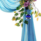 MDS Halloween Chiffon Draping Fabric - 2 Panel, 30" Wide x 50ft Long - Sheer Spooky Arbor & Canopy Drapery for Haunted House Backdrops, Party Ceilings, DIY Costumes & Themed Events - Dark Teal