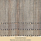 Chardin home Natural Jute Table Runner 13x108 Inch – Vintage Boho Rustic Table Decor – Handwoven Long Table Runner in Natural Jute and Black – Farmhouse Dining or Console Table Accent
