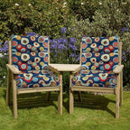 Magpie Fabrics Indoor Outdoor Tufted High Back Chair Cushion Set of 2, Waterproof All-Weather Deep Seating Rocking Chair Patio Chaise Lounge Sun Lounger Chair Cushions(Floral Navy)