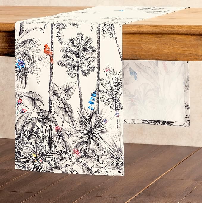 Maison d' Hermine Table Runner 100% Cotton Single Layer Table Runners 36 inches Long for Thanksgiving Christmas Decorations Home Kitchen Dining Party Wedding (Amazonia, 14.5" x 36")