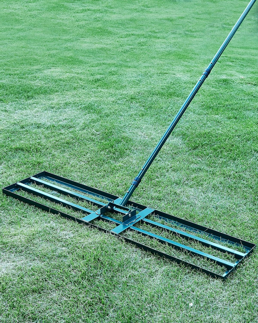 Lawn Leveling Rake,Stainless Steel Lawn Leveler with 45”x10” Ground Plate, 78” Adjustable Long Handle, Heavy Duty Large Level Yard Tool for Grass, Golf Field, Level Soil or Dirt Ground Surfaces-Green