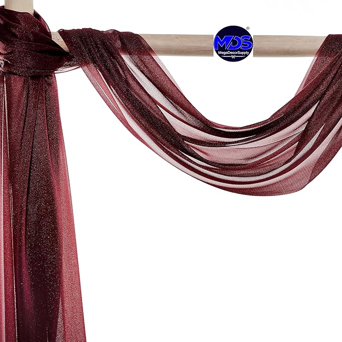 MDS Halloween Chiffon Draping Fabric - 1 Panel, 30" Wide x 20ft Long - Sheer Spooky Arbor & Canopy Drapery for Haunted House Backdrops, Party Ceilings, DIY Costumes & Themed Events - Burgundy