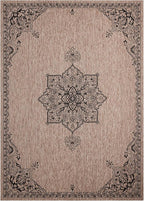Unique Loom Outdoor Traditional Collection Area Rug - Antique (10' x 14' 1" Rectangle Beige/Black)