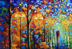 Tyed Art- Contemporary Art Landscape Oil Painting On Canvas Abstract Textured Tree Painting hand-painted acrylic frame wall art modern canvas painting 24x48inch