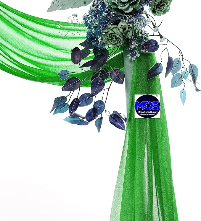 MDS Halloween Chiffon Draping Fabric - 2 Panel, 30" Wide x 30ft Long - Sheer Spooky Arbor & Canopy Drapery for Haunted House Backdrops, Party Ceilings, DIY Costumes & Themed Events - Green