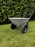 GARDEN STAR Two Wheel Poly Tray Wheelbarrow, 5 Cubic Foot, Gray/Black, Easy Assembly