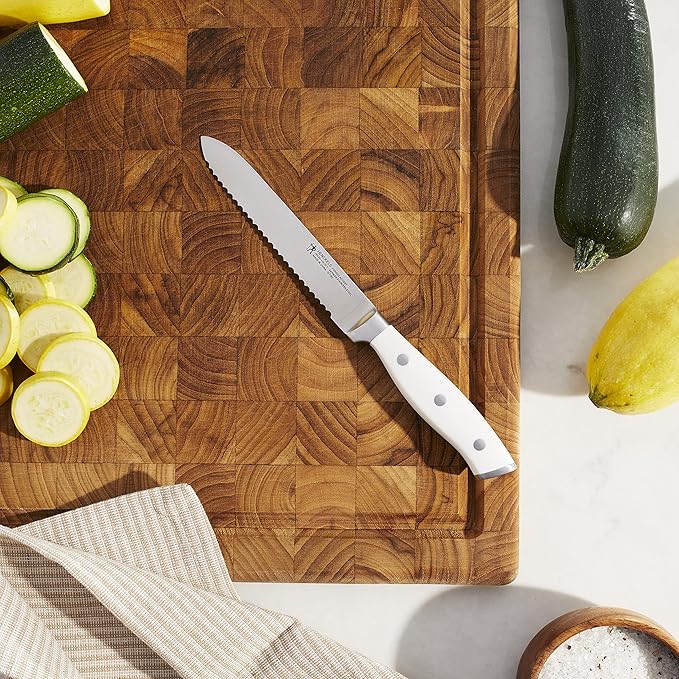 HENCKELS Forged Accent Razor-Sharp 3-pc Kitchen Knife Set, Chef Knife, Paring Knife, Utility Knife, White Handle, German Engineered Informed by 100+ Years of Mastery