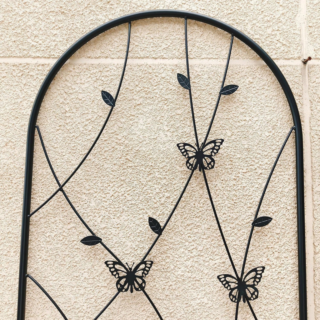 4 Pack Metal Garden Trellis 71" Tall Outdoor Climbing Plant Support for Roses, Flowers, Rustproof Durable Black Galvanized Tube, Lawn Garden Fence Decor Screen (4pcs, 71" H)