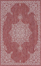 Unique Loom Outdoor Traditional Collection Area Rug - Antique (5' 1" x 8' Rectangle, Rust Red/ Gray)