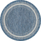 Unique Loom Outdoor Border Collection Area Rug - Soft Border (5' Round Blue/Ivory)