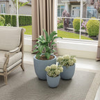 Kante 18",14",10" Dia Concrete Round Planters (Set of 3), Outdoor Indoor Large Planter Pots with Drainage Hole and Rubber Plug for Home Patio Garden, Gray
