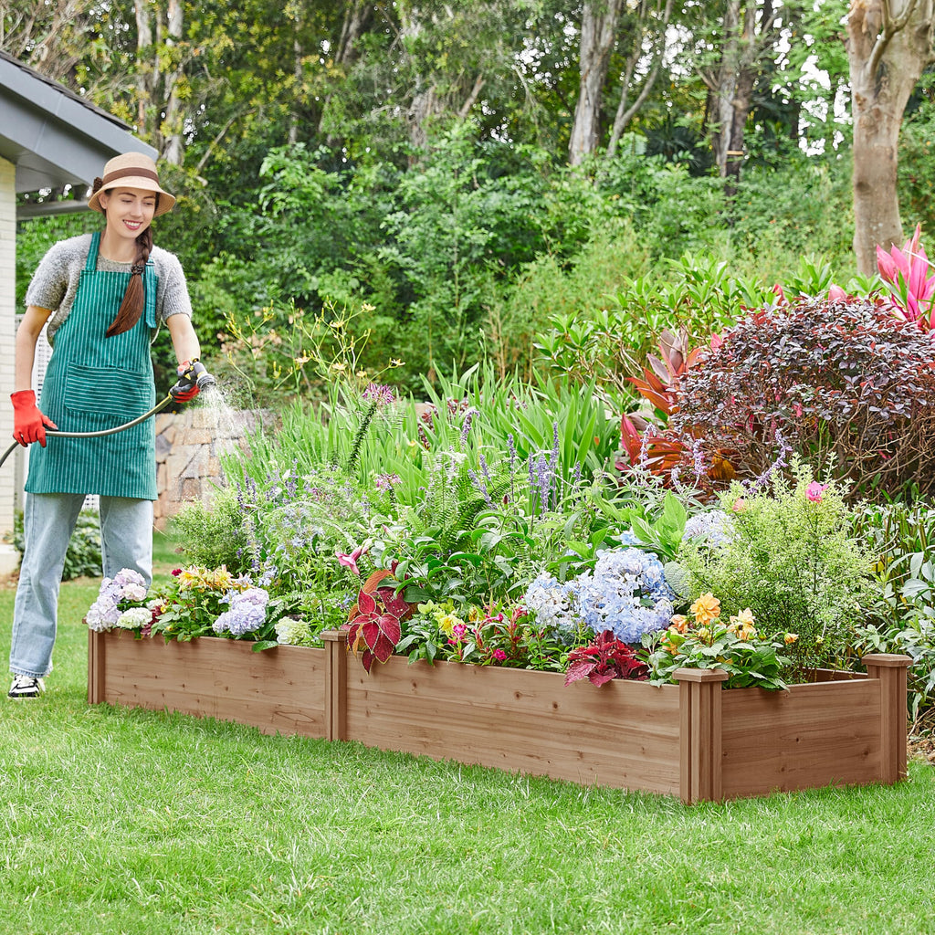 Yaheetech Raised Garden Bed Planter Box for Vegetables Growing, Dark Brown