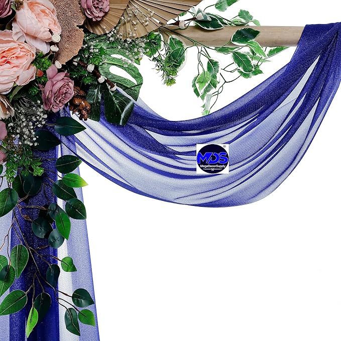 MDS Halloween Chiffon Draping Fabric - 1 Panel, 30" Wide x 30ft Long - Sheer Spooky Arbor & Canopy Drapery for Haunted House Backdrops, Party Ceilings, DIY Costumes & Themed Events - Royal Blue