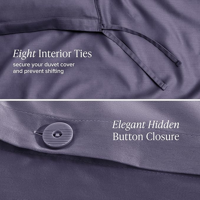 Bare Home 100% Organic Cotton Sateen Duvet Cover Set - Full/Queen Size - 400 Thread Count - Smooth Sateen Weave - Warm & Luxurious - Duvet Cover (Full/Queen, Dusty Purple)