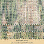 Chardin home Natural Jute Table Runner 13x48 Inch – Vintage Boho Rustic Table Decor – Handwoven Table Runner in Natural Jute and Green – Farmhouse Dining or Console Table Accent