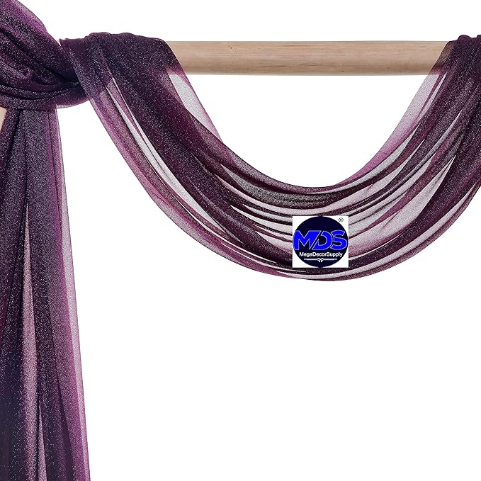 MDS Halloween Chiffon Draping Fabric - 2 Panel, 30" Wide x 30ft Long - Sheer Spooky Arbor & Canopy Drapery for Haunted House Backdrops, Party Ceilings, DIY Costumes & Themed Events - Eggplant
