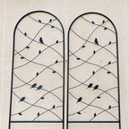 Metal Garden Trellis Rustproof Trellis for Climbing Plants Outdoor Flower Support Bird Deco (Black-2 Pack, 86.7"x19.7")