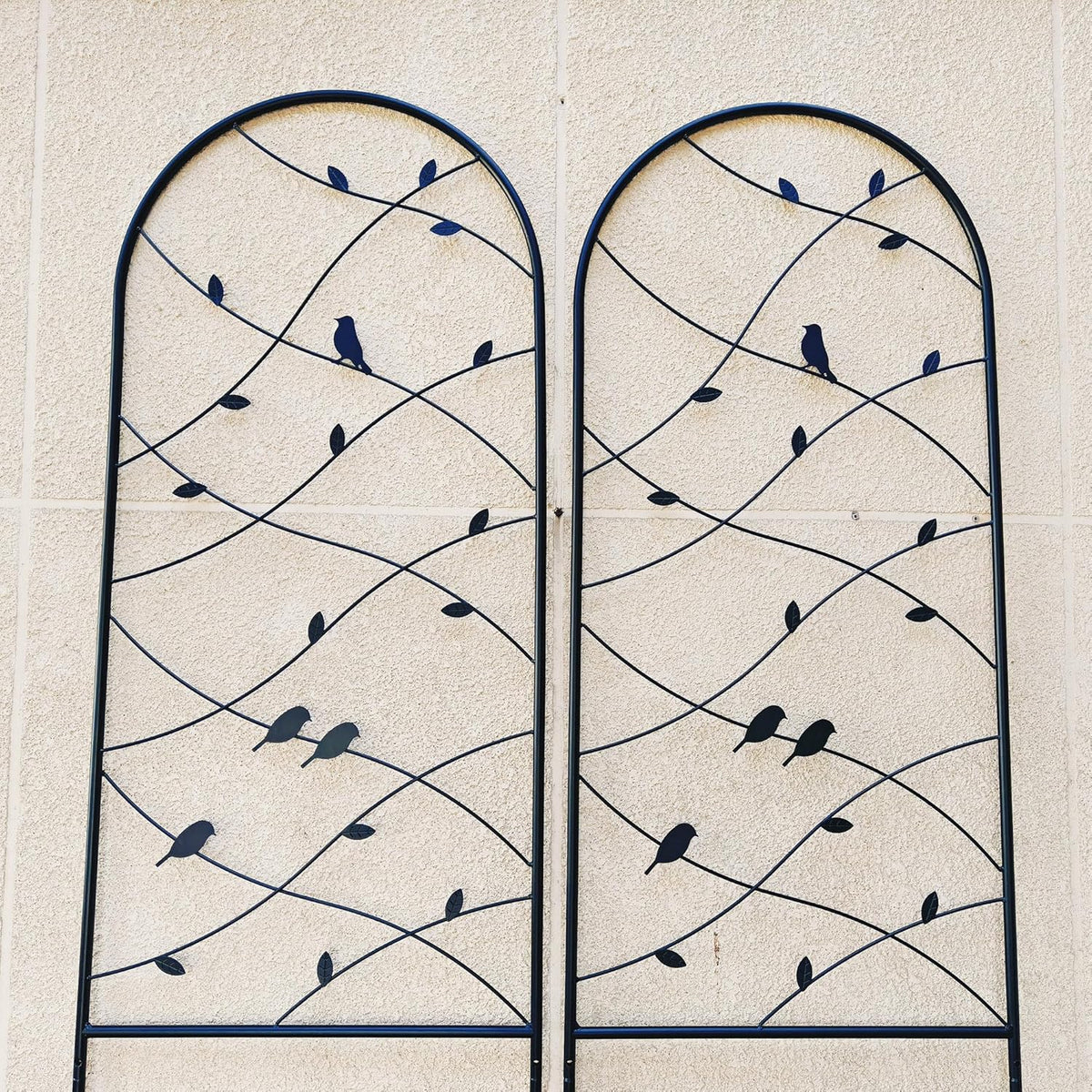 Metal Garden Trellis Rustproof Trellis for Climbing Plants Outdoor Flower Support Bird Deco (Black-2 Pack, 86.7"x19.7")