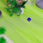 MDS 2 Pack 14ft Chiffon Table Runner 29 x 170 Inches Sheer Wedding Runner Romantic Rustic Table Runner for Wedding Decorations, Birthday Parties, Bridal Shower Party Arch Decor - Parrot Green