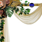 MDS Halloween Chiffon Draping Fabric - 2 Panel, 30" Wide x 30ft Long - Sheer Spooky Arbor & Canopy Drapery for Haunted House Backdrops, Party Ceilings, DIY Costumes & Themed Events - Champagne Gold