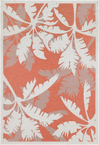 Couristan Monaco Indoor Outdoor Area Rug – Coastal Flora 5'3" x 7'6" in Ivory Orange – Flatwoven, Hose Washable, Pet Friendly Rug for Patio, Porch and Home Decor