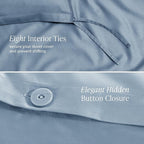 Bare Home 100% Organic Cotton Sateen Duvet Cover Set - 400 Thread Count - Smooth Sateen Weave - Warm & Luxurious - Duvet Cover (King/Cal King, Dusty Blue)