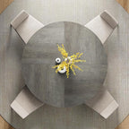 IRONCK 47.2" Round Dining Table for 4, Wood Kitchen Table with Storage Shelf for Dining Room, Dinner Table with Wooden Tabletop and Metal Base, Gray