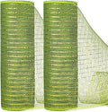 Ribbli 2 Rolls Moss Green Mesh Ribbon,10 inch x 30 feet(10Yard) Each Roll,Metallic Moss Green with Gold Foil,Christmas Ribbon for Wreath Swags and Decorating