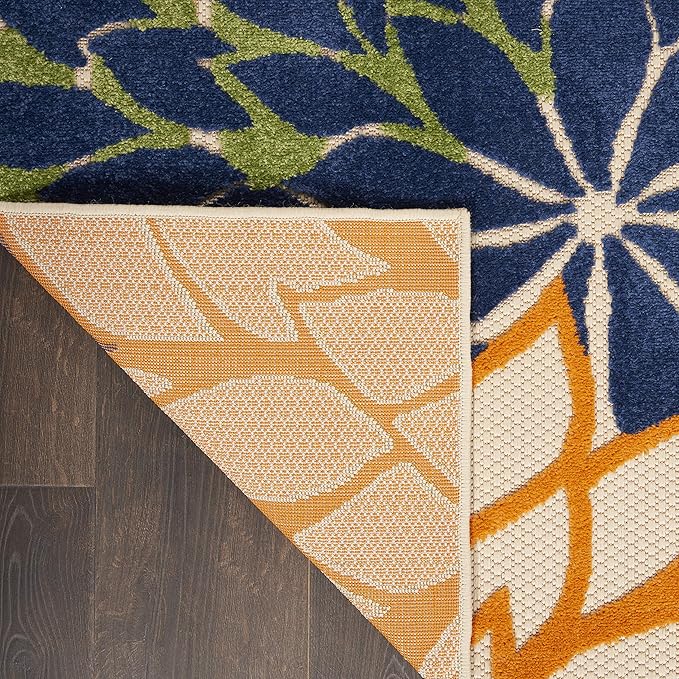 Nourison Aloha Indoor/Outdoor Multicolor 2' x 6' Area-Rug, Tropical, Botanical, Easy-Cleaning, Non Shedding, Bed Room, Living Room, Dining Room, Deck, Backyard, Patio (2x6)