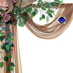 MDS Halloween Chiffon Draping Fabric - 1 Panel, 30" Wide x 100ft Long - Sheer Spooky Arbor & Canopy Drapery for Haunted House Backdrops, Party Ceilings, DIY Costumes & Themed Events - Mocha