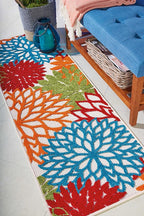 Nourison Home Aloha Indoor/Outdoor Green 2' x 6' Area Rug, Tropical, Botanical, Easy Cleaning, Non Shedding, Bed Room, Living Room, Dining Room, Deck, Backyard, Patio (2x6)