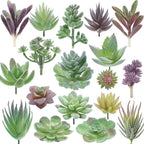 Artificial Succulent Plants - 18 Pack - Premium Fake Plants - Double Flocked Succulents - Realistic Textured Cactus - Face Succulent Plants - Mini Faux Succulents - Face Plant Decor