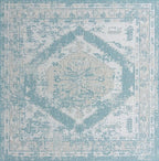 Unique Loom Outdoor Traditional Collection Area Rug - Valeria (10' Square, Aqua/ Ivory)