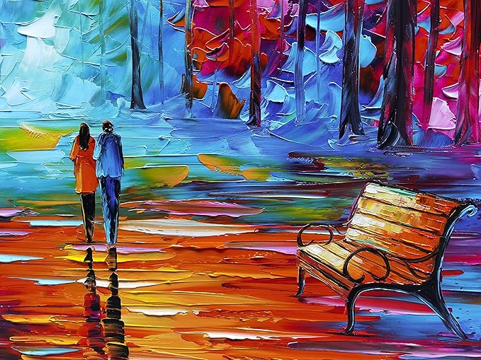 Tyed Art- Contemporary Art Oil Painting On Canvas Textured Tree Painting Palette Knife Abstract Landscape Wall Paintings Home Office Decorations Canvas Wall Art Painting 24x48inch