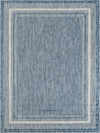 Unique Loom Outdoor Border Collection Area Rug - Soft Border (5' 3" x 7' 1" Rectangle Blue/Ivory)