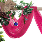 MDS Halloween Chiffon Draping Fabric - 2 Panel, 30" Wide x 40ft Long - Sheer Spooky Arbor & Canopy Drapery for Haunted House Backdrops, Party Ceilings, DIY Costumes & Themed Events - Hot Pink