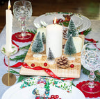 4 Pieces Patterned Glass Bobeches for Candlestick Holder, Christmas Holly Design, Candle Drip Protector Guard, Wax Catcher Ring Accessories (Christmas Holly)
