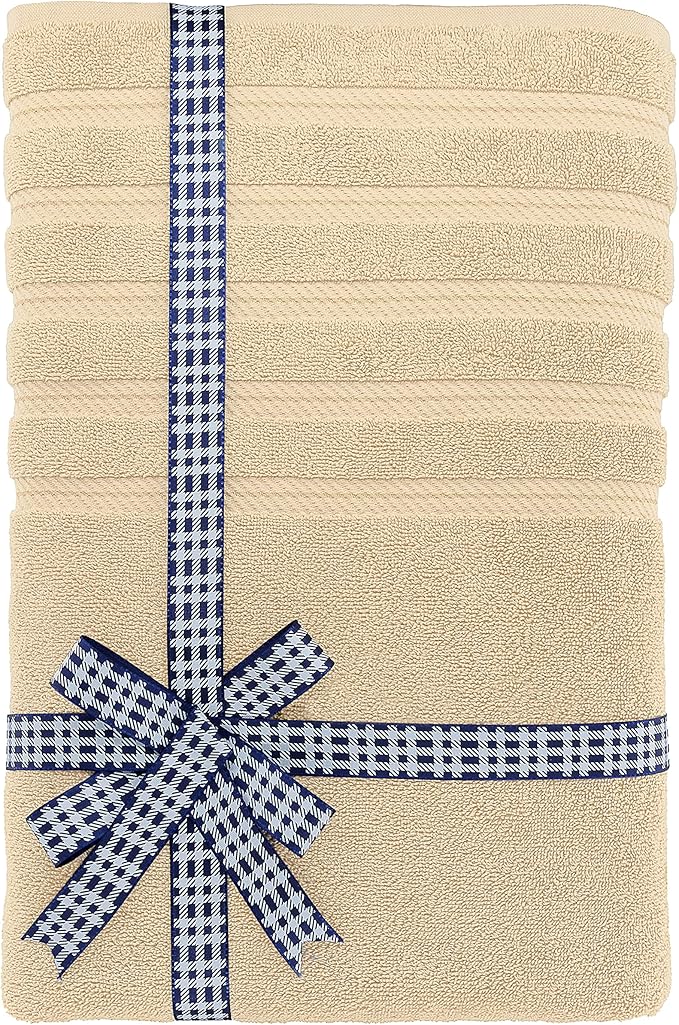 American Soft Linen 35x70 Jumbo Large Bath Towels, 600 GSM 100% Cotton Turkish Bath Sheet, Oversized Luxury Bath Towels for Bathroom Beach and Pool, Beige