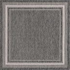 Unique Loom Outdoor Border Collection Area Rug - Soft Border (7' 10" Square, Black/ Ivory)