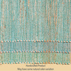 Chardin home Natural Jute Table Runner 13x36 Inch – Vintage Boho Rustic Table Decor – Handwoven Table Runner in Natural Jute and Aqua Turquoise – Farmhouse Dining or Console Table Accent