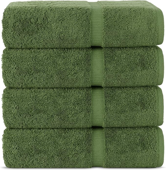 Chakir Turkish Linens | Hotel & Spa Quality 100% Cotton Premium Turkish Towels | Soft & Absorbent (4-Piece Bath Towels, Moss)