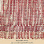 Chardin Home Natural Jute & Red Placemats, Set of 4 – Rustic Handmade Boho Table Mats, 13x19 Inch Dining Table Placemats for Kitchen, Everyday Meals, Holidays, Farmhouse or Modern Table Décor