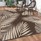 GENIMO Outdoor Rug 5' x 8' Waterproof for Patios Clearance, Reversible Outdoor Plastic Straw Camping Rug Carpet, Large Area Rugs Mats for RV, Camper, Deck, Balcony, Porch, Beach, Picnic, Coffee&Beige