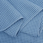POLYTE Microfiber Quick Dry Lint Free Bath Sheet, 70 x 35 in, Set of 2 (Blue, Waffle Weave)