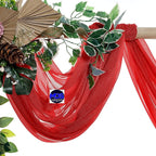 MDS Halloween Chiffon Draping Fabric - 2 Panel, 30" Wide x 40ft Long - Sheer Spooky Arbor & Canopy Drapery for Haunted House Backdrops, Party Ceilings, DIY Costumes & Themed Events - Red
